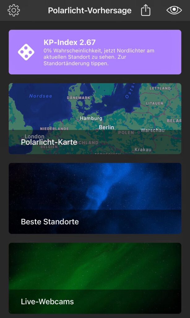 Polarlichter mit dem iPhone fotografieren - App zur Messung KP-Index 